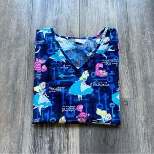 Alice In Wonderland Scrub Top by Disney Cheshire Cat